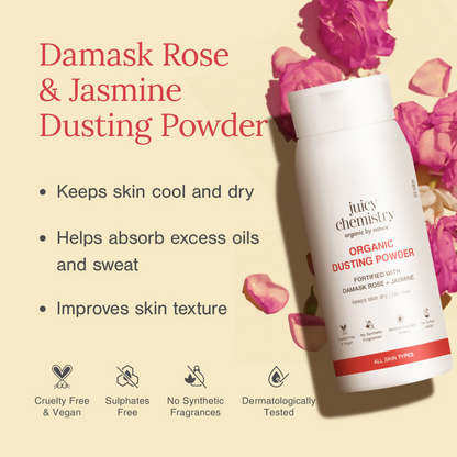 Juicy Chemistry Organic Dusting Powder Fortified With Damask Rose & Jasmine