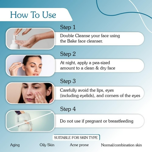 Buy Bake 0.6% Retinol Mid Strength Face Serum With 2% Multi Peptide & Vitamin E from DrMediCart, Ship from India to USA