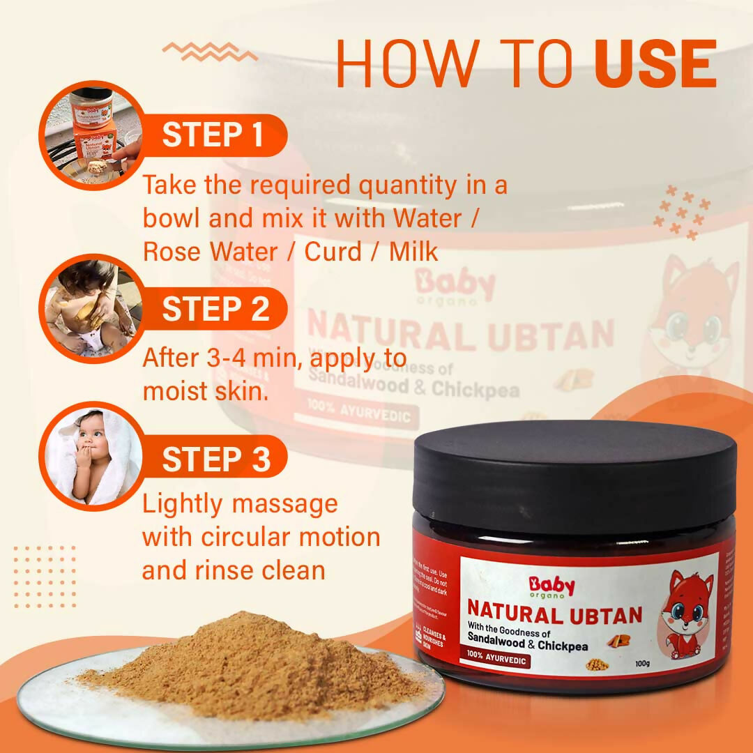 Babyorgano Natural Ubtan Face Pack, Skin Lightening and Tan Removal For Babies