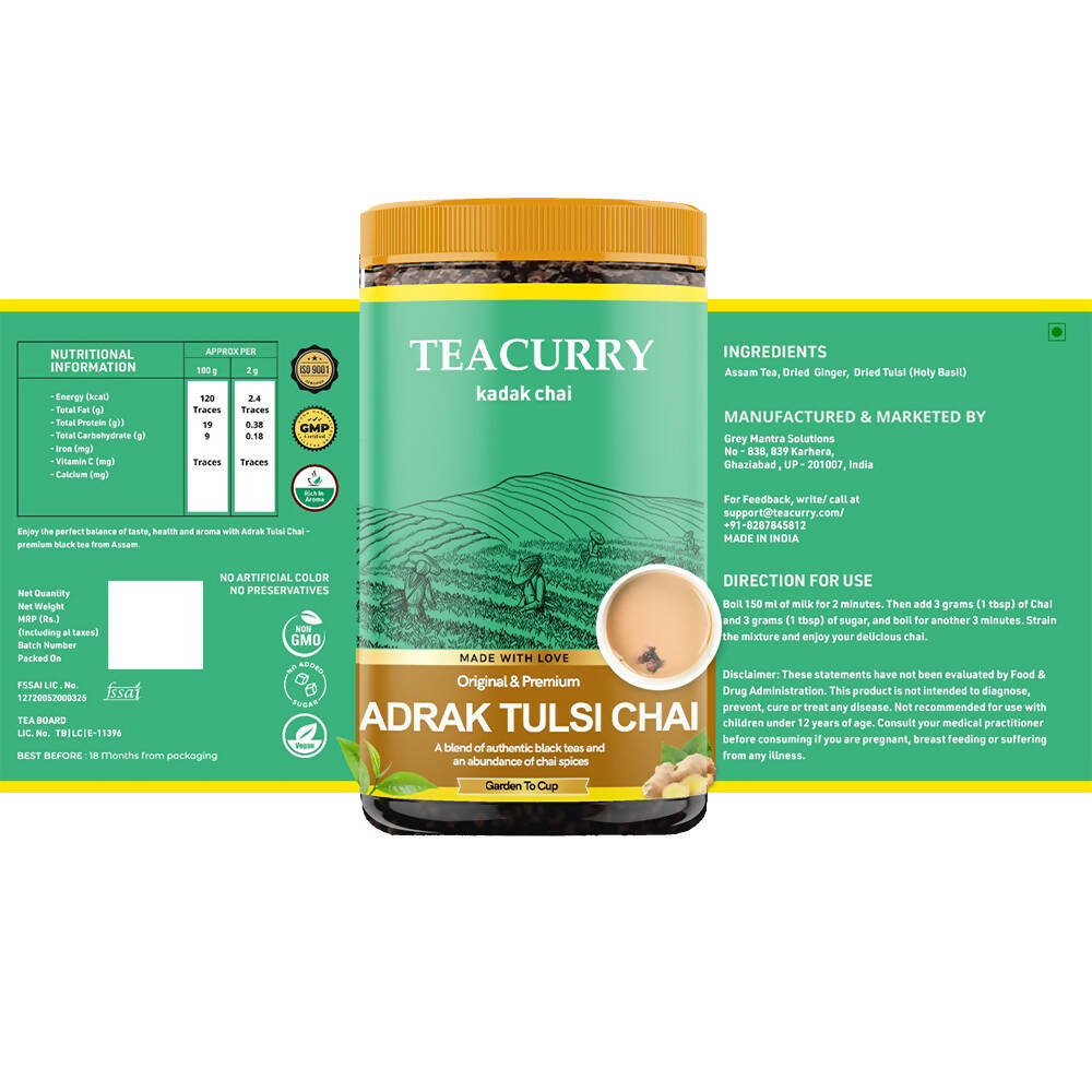 Teacurry Adrak Tulsi Chai Powder - Drmedicart
