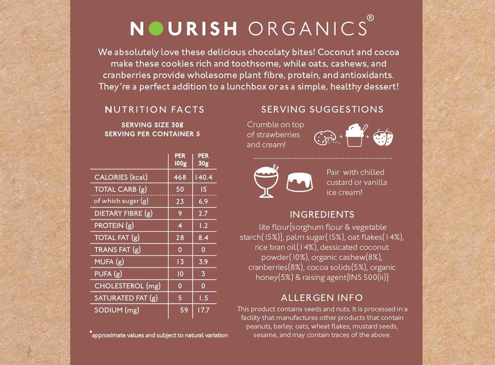 Nourish Organics Chocolate Coconut Cookies