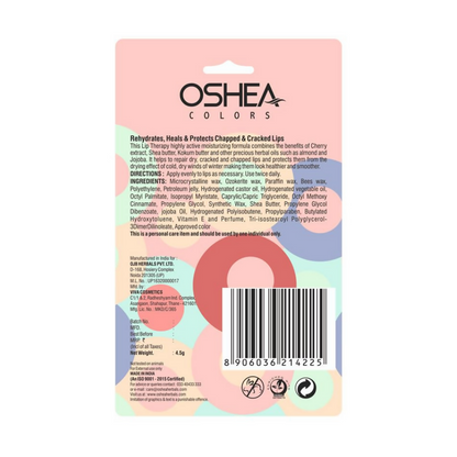 Oshea Herbals Nourishing Cherry Lip Balm with SPF 15, Instant Hydration, Relieves Dry & Chapped Lips