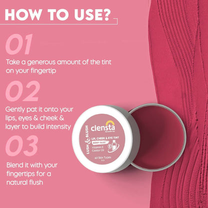 Clensta Lip Cheek Tint - Berry Bliss with Goodness of Vitamin E & Castor Oil