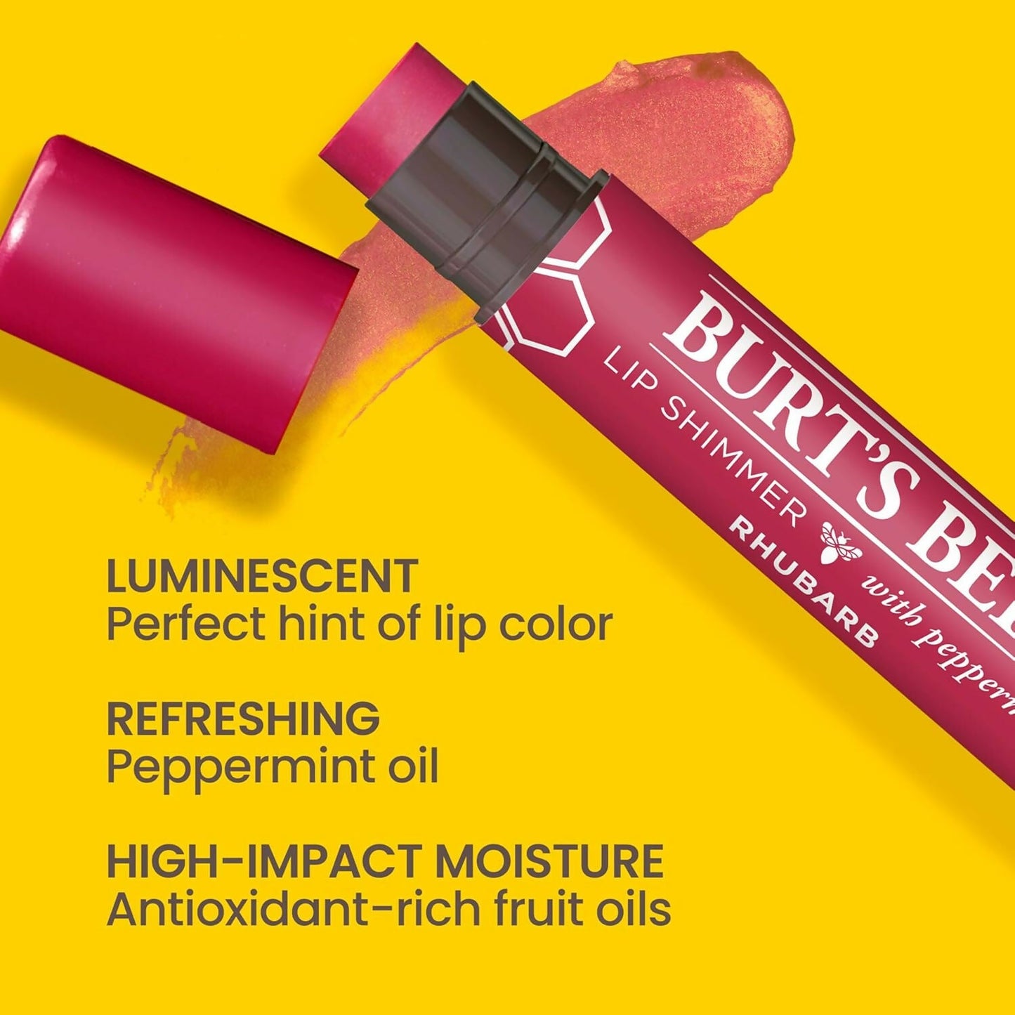 Burt's Bees Lip Shimmer for Women - Rhubarb