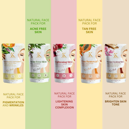 Kimayra Skin Care Combo Powder (Pomegranate + Beetroot, Neem + Tulsi, Orange + Papaya, Turmeric + Orange, Sandalwood + Saffron)
