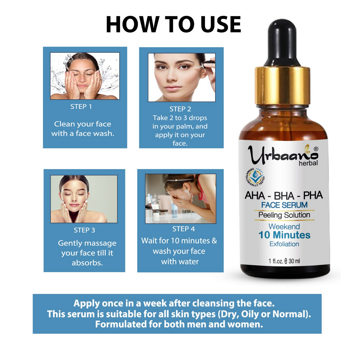 Urbaano Herbal 24% AHA+1% BHA+5% PHA 10 Minutes Serum