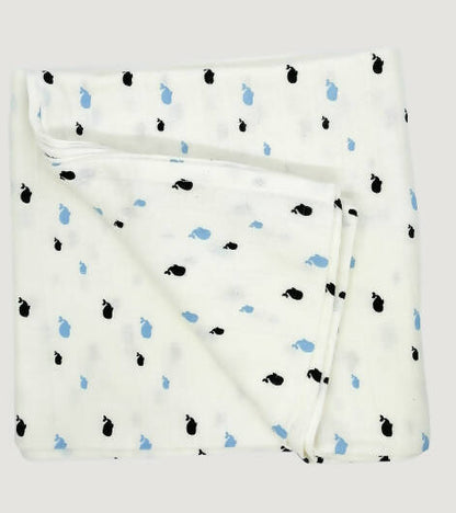 Kindermum Organic Cotton Muslin Swaddle Blanket 110 Cm X 110 Cm - Set Of 2 - Bear And Whale