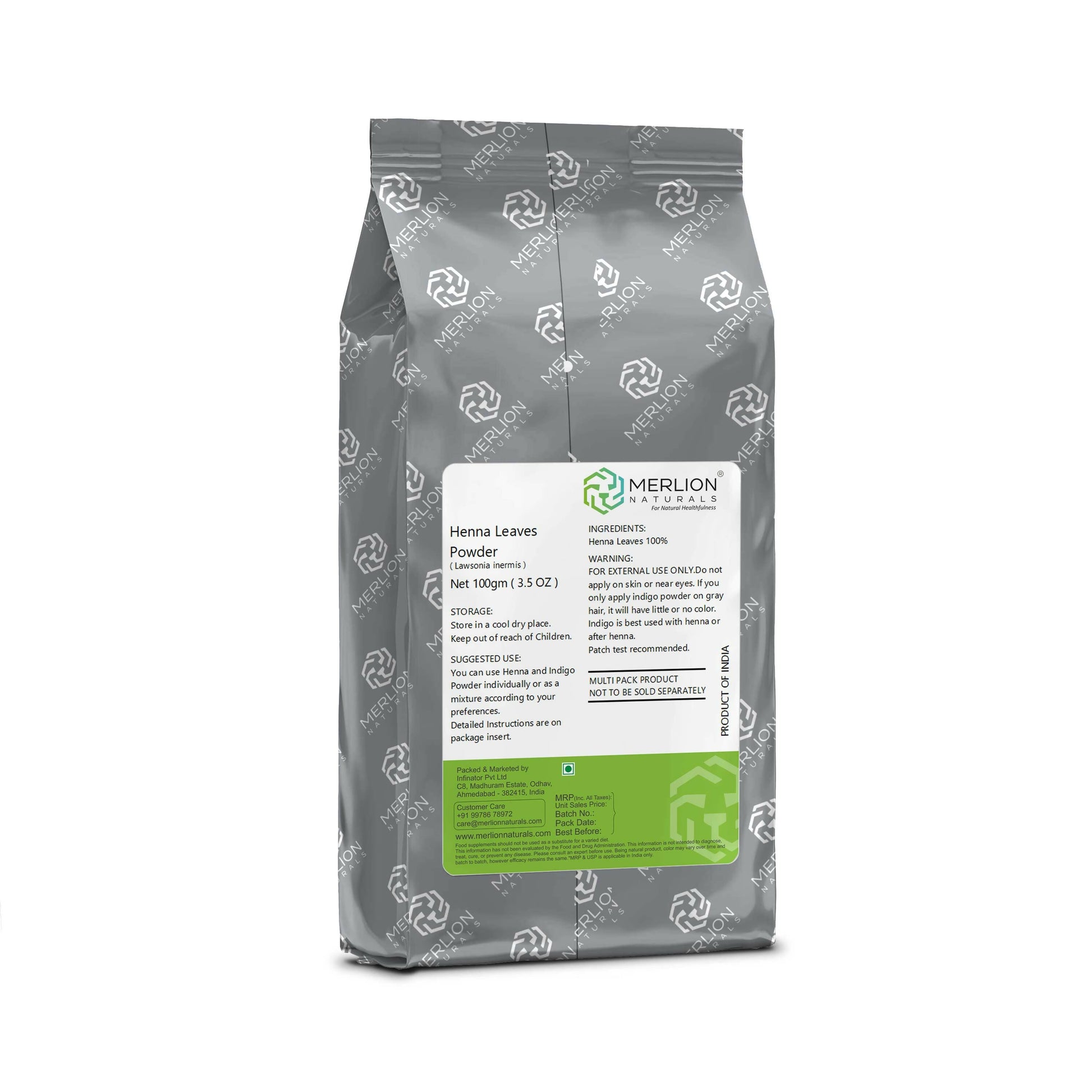 Merlion Naturals Henna and Indigo Leaves Powder Combo