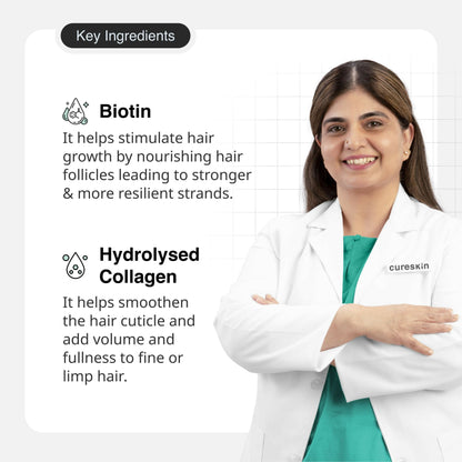 Cureskin Biotin & Collagen Vitamin B5 Glycolipids Shampoo: Strengthen Hair, Reduce Hairfall & Repair Damage