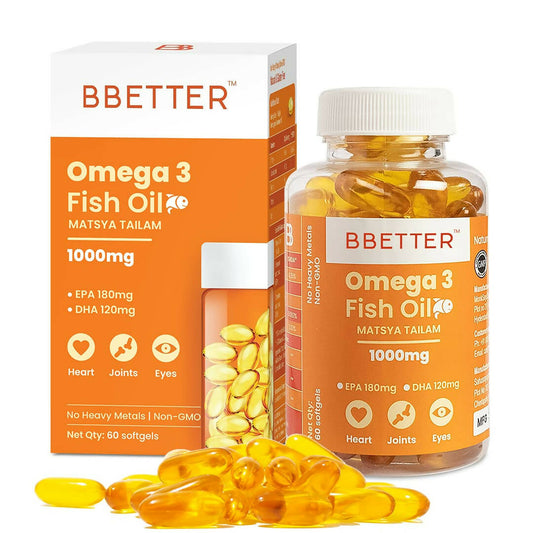 Buy BBETTER Omega 3 Fish Oil Capsules for Women & Men from DrMediCart, Ship from India to USA