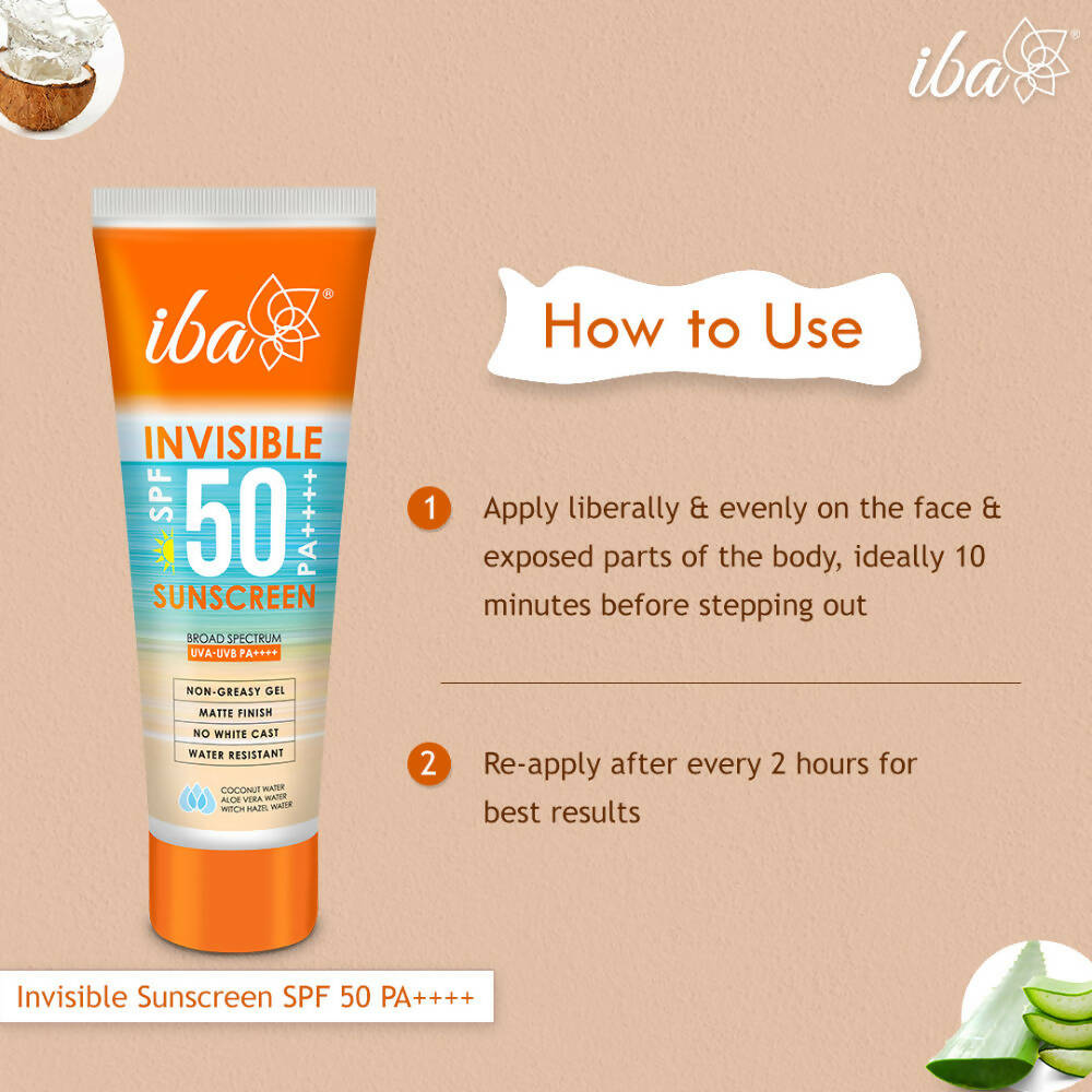 Iba Invisible SPF 50 Pa++++ Sunscreen For All Skin Types Gel Based Oil Free Matte