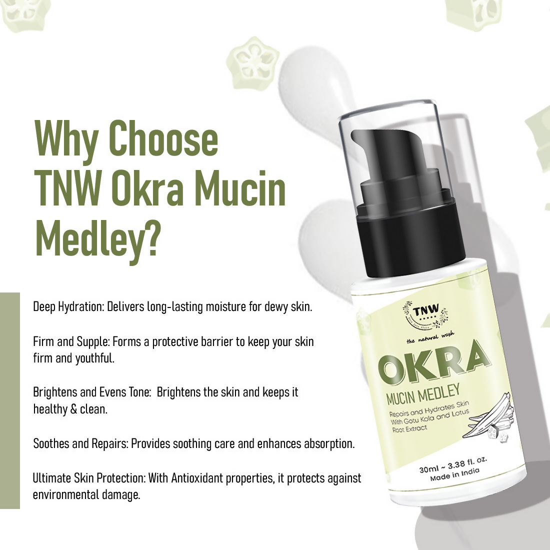 The Natural Wash Okra Mucin Serum For Long-Lasting Long-Lasting Moisturized Skin