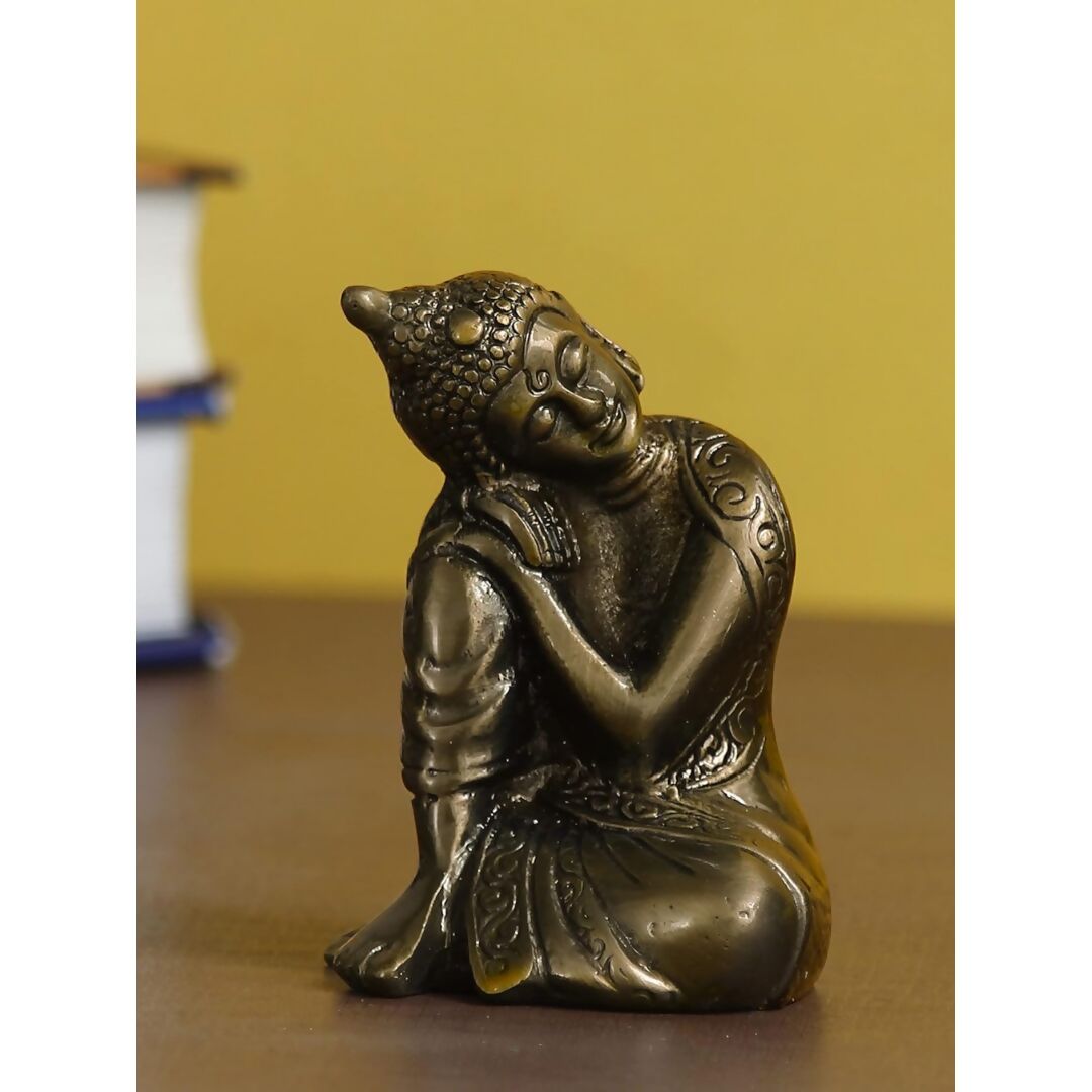 Buy eCraftIndia Brown Metal Resting Buddha Statue