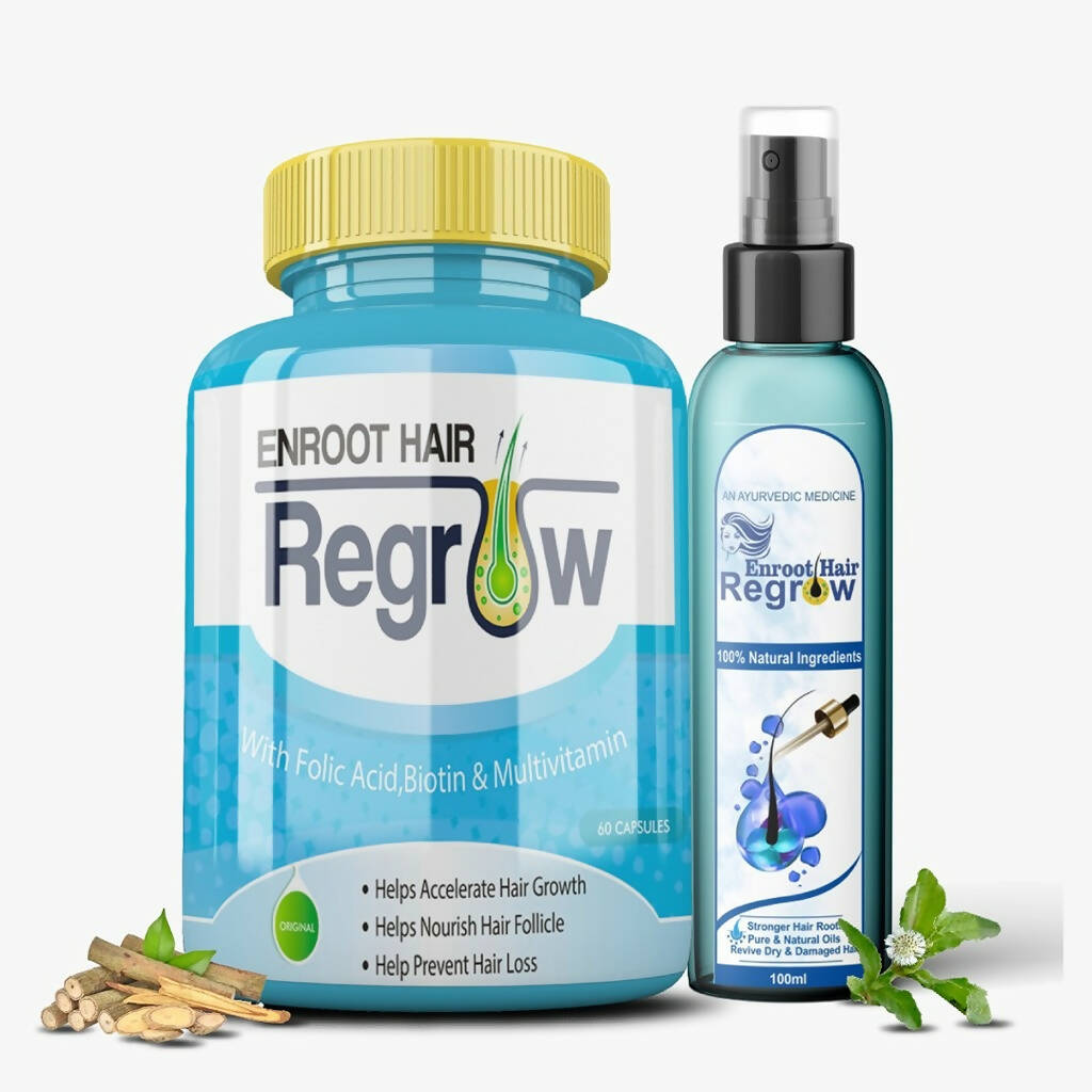 Divya Shree Enroot Hair Regrow Capsule & Oil Nourish & Cleanse Hair Kit