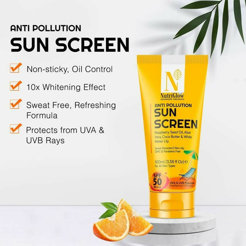 NutriGlow Advanced Organics Anti Pollution Sun Screen SPF 50 PA+++