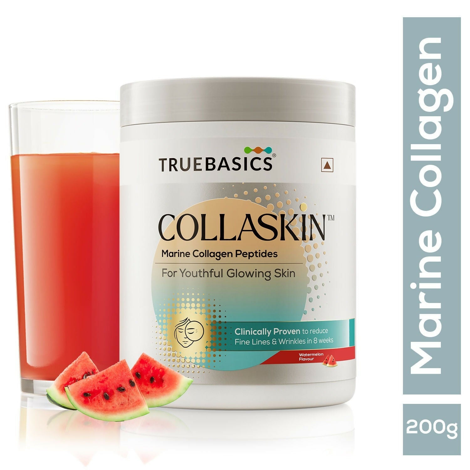 Buy TrueBasics Collaskin Marine Collagen Peptides For Youthful Glowing Skin - Watermelon from DrMediCart, Ship from India to USA