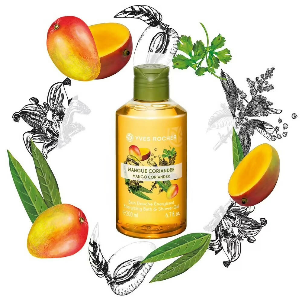 Yves Rocher Energizing Bath & Shower Gel - Mango Coriander - Drmedicart