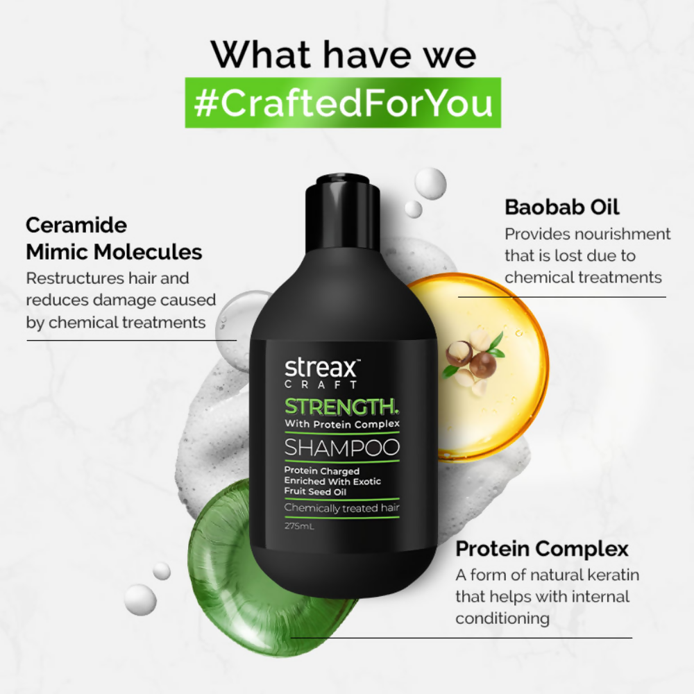 Streax Craft Strength Shampoo For Chemically Treated Hair Strength with Protein Complex