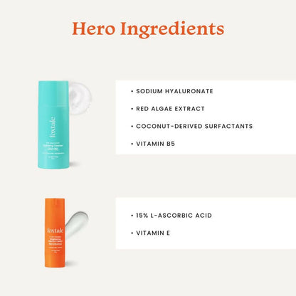 Foxtale Hydrate & Glow Skin Care Kit for Glowing Skin: Cleanser Hydrating Face Wash + Vitamin C Face Serum