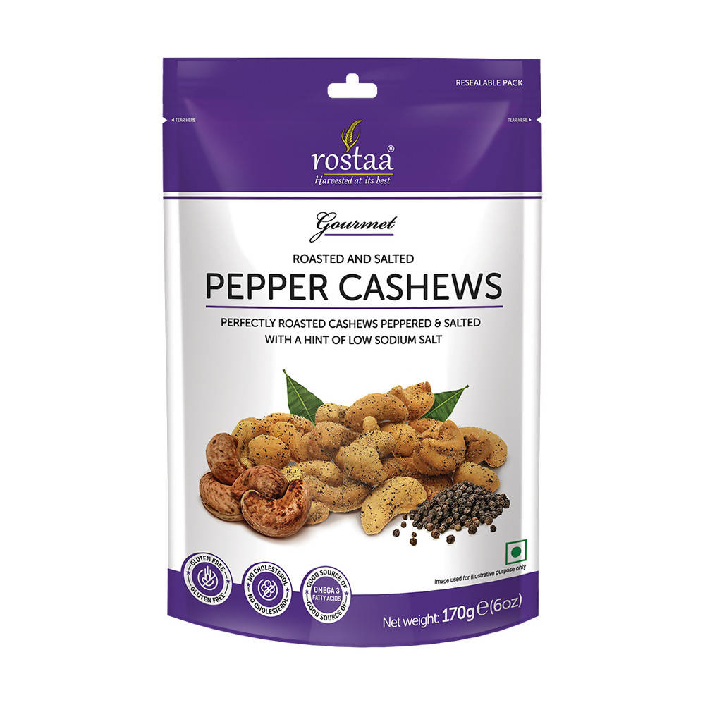Buy Rostaa Roasted & Salted Pepper Cashews from DrMediCart, Ship from India to USA