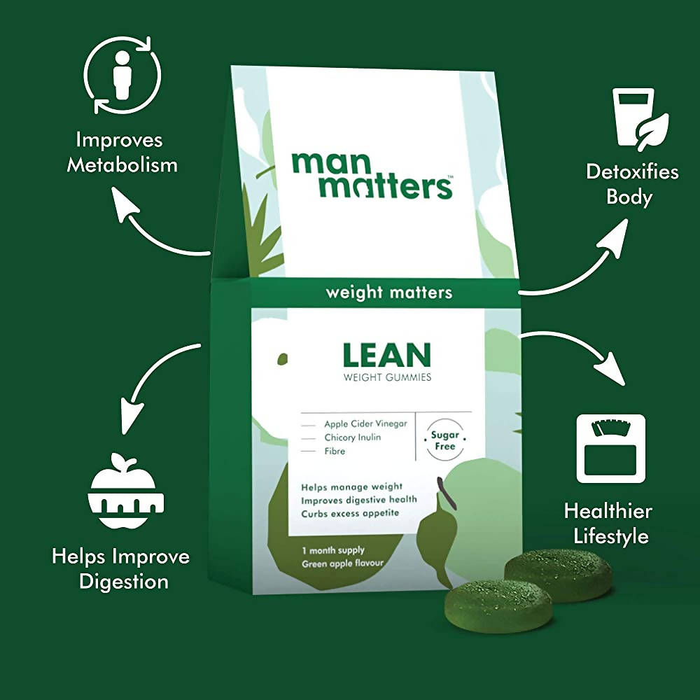 Man Matters Lean Weight Gummies For Men (Sugar Free) - Green Apple Flavor