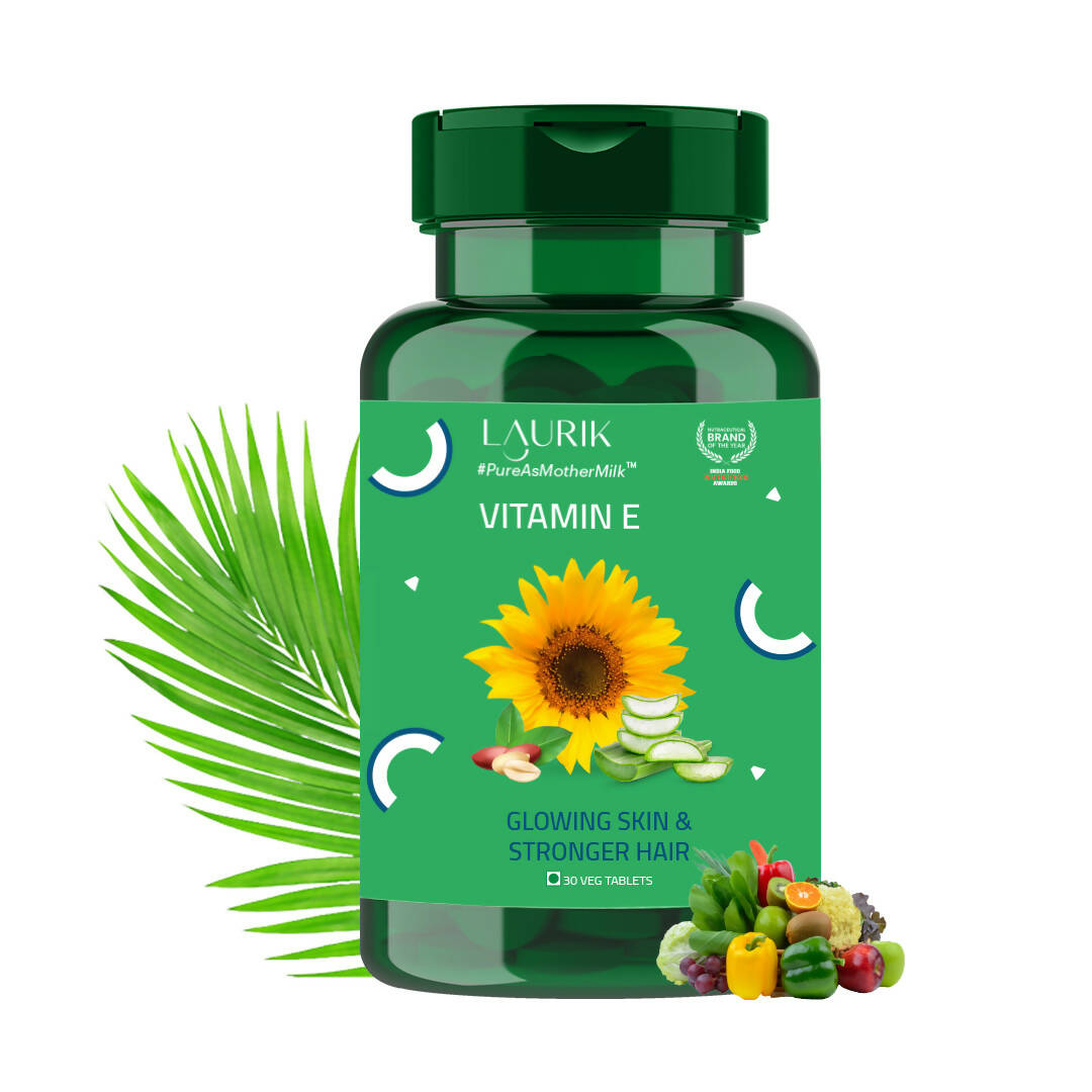 Laurik Plant Based Natural Vit-E Tablets For Glowing Skin & Health Care With Sunflower Oil, Aloe Vera Oil & Argan Oil - DrMediCart