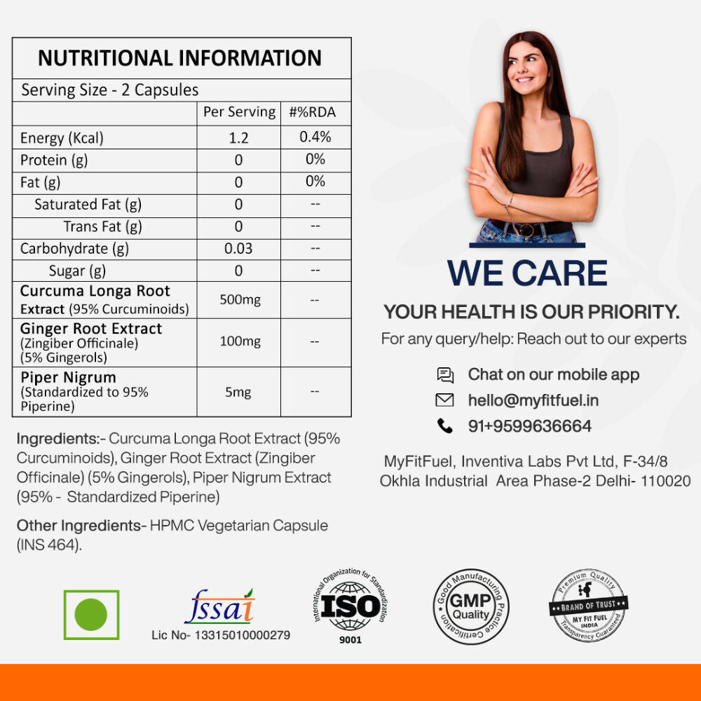 MyFitFuel Curcumin + Ginger Extract + Piperine Capsules