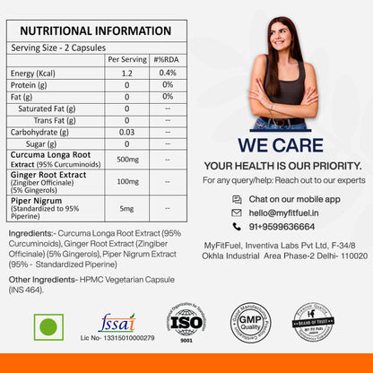MyFitFuel Curcumin + Ginger Extract + Piperine Capsules
