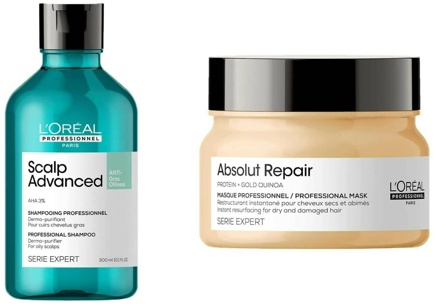 Buy L'Oreal Paris Professionnel Scalp Advanced Anti-Oiliness Dermo-Purifier Shampoo Absolut Repair Professional Hair Mask from DrMediCart, Ship from India to USA