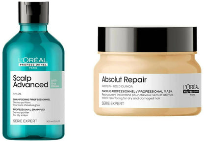 Buy L'Oreal Paris Professionnel Scalp Advanced Anti-Oiliness Dermo-Purifier Shampoo Absolut Repair Professional Hair Mask from DrMediCart, Ship from India to USA
