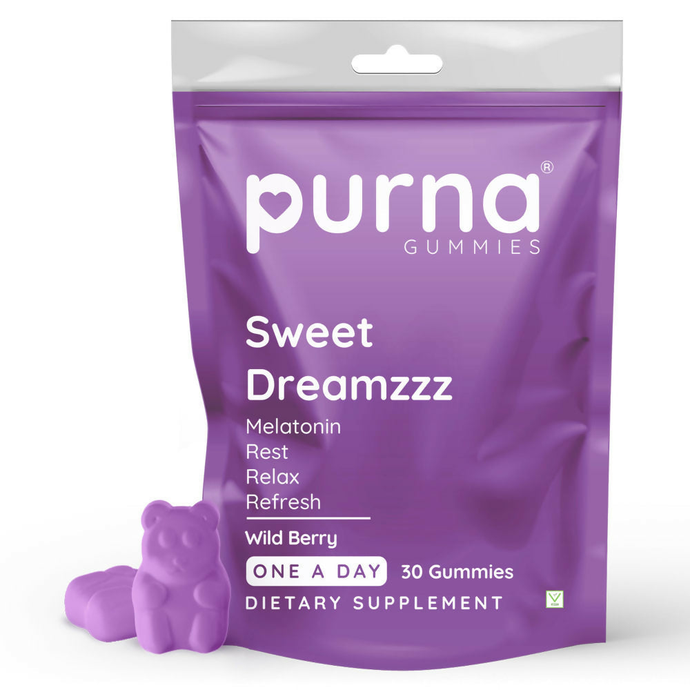 Purna Gummies Melatonin Wild Berry Flavour Gummies for Sleep Well & Reduced Stress