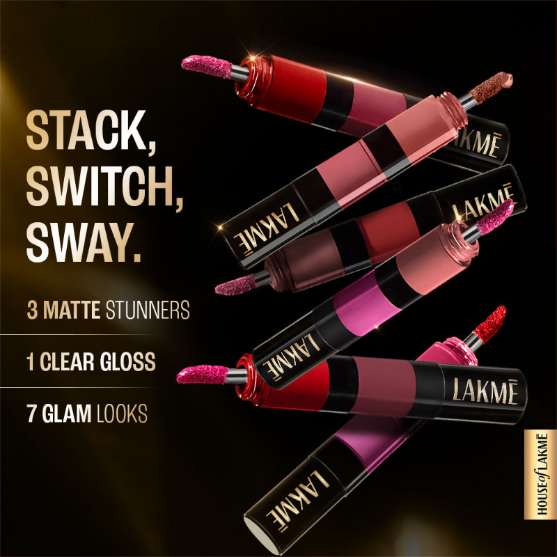 Lakme Ultimate Glam 4 In 1 Lip Stack  - Pink Vibe Only