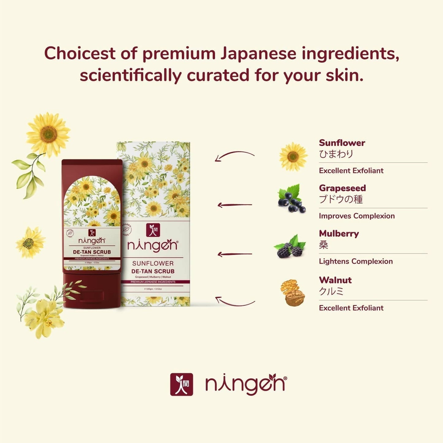 Ningen Sunflower De-Tan Face Scrub