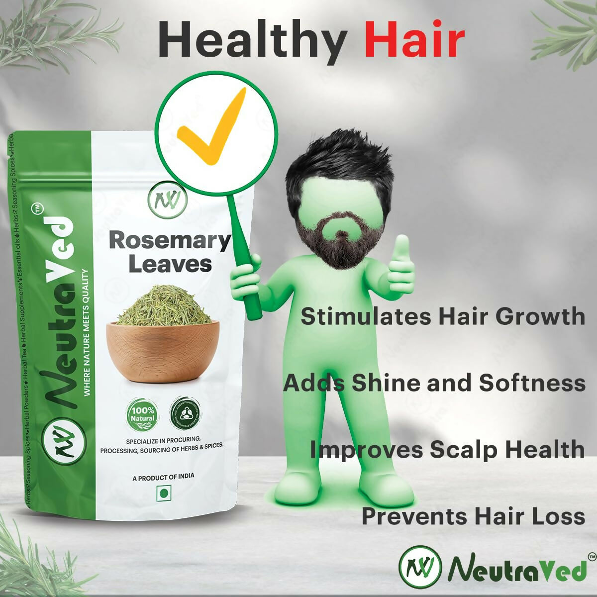 NeutraVed Rosemary Leaves For Hair Growth & Hair Fall Control