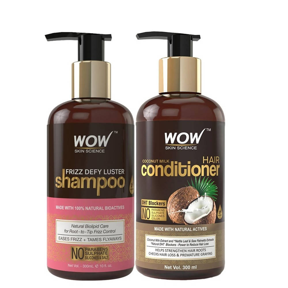Wow Skin Science Frizz Defy Luster Shampoo and Coconut Milk Hair Conditioner - DrMediCart