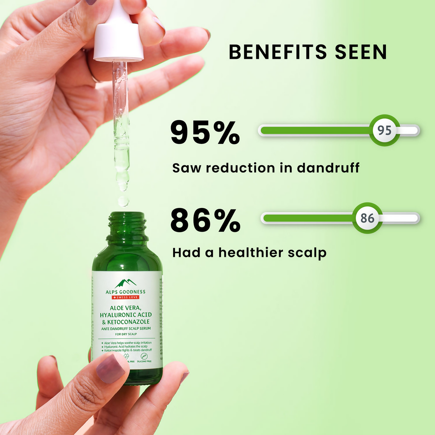Alps Goodness Aloe Vera, Hyaluronic Acid & Ketoconazole Anti Dandruff Scalp Serum For Dry Scalp