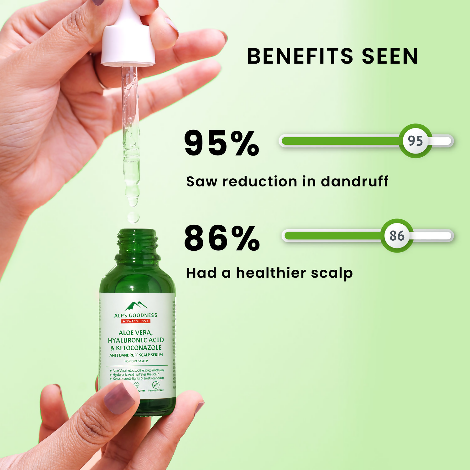 Alps Goodness Aloe Vera, Hyaluronic Acid & Ketoconazole Anti Dandruff Scalp Serum For Dry Scalp