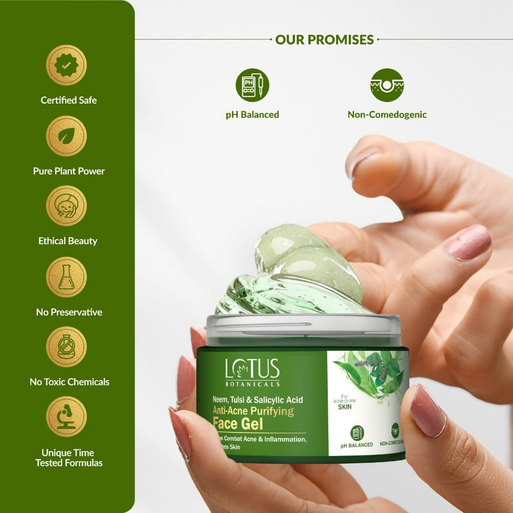 Lotus Botanicals Neem, Tulsi & Salicylic Acid Anti-Acne Purifying Face Gel