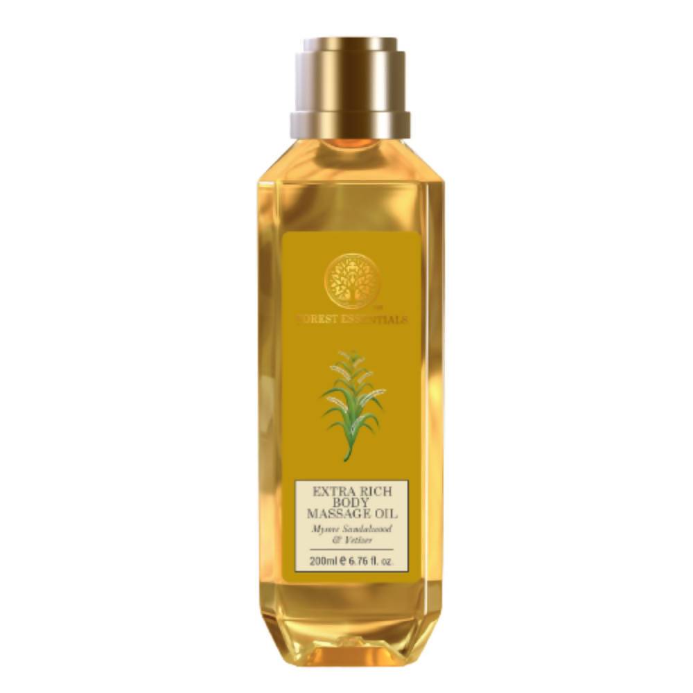 Forest Essentials Extra Rich Body Massage Oil Mysore Sandalwood & Vetiver - DrMediCart