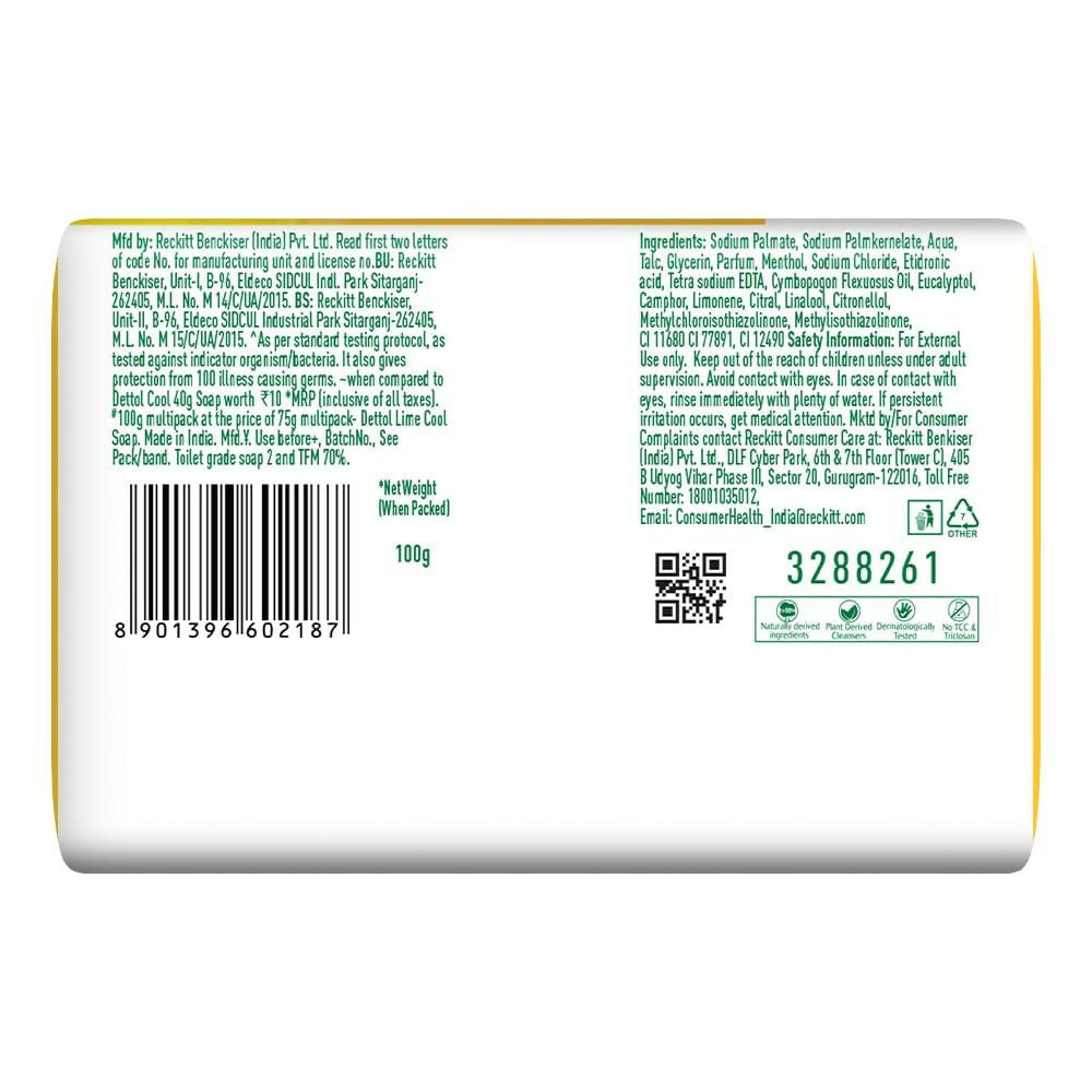 Dettol Lime Cool Bathing Soap Bar with 2x Menthol