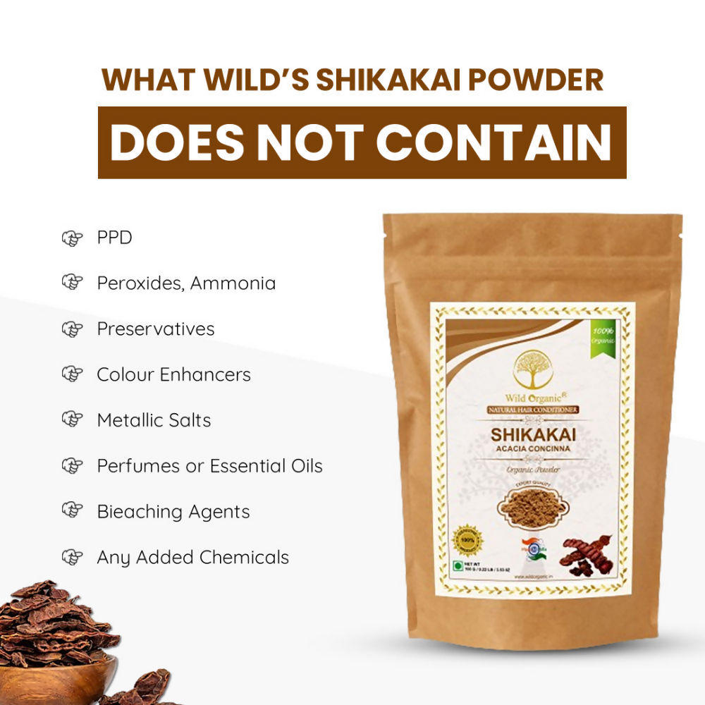 Wild Organic Shikakai Powder Natural Hair Conditioner For Smooth & Silky Hair