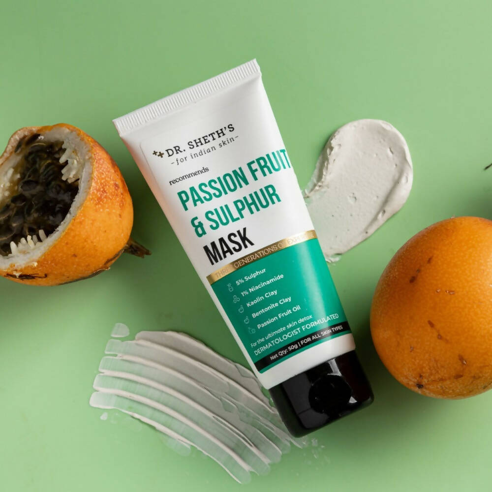 Dr. Sheth's Passion Fruit & Sulphur Face Mask For Skin Detoxifying, Brightens Skin, For All Skin Types