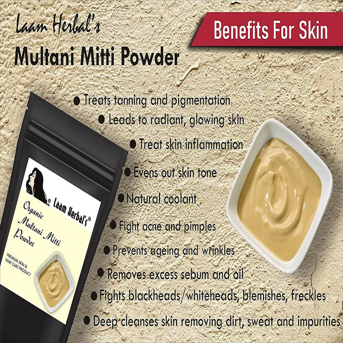 Laam Herbal's Rose Petal, Orange Peel, Multani Mitti, Aloe Vera, Neem Leaf, Sandalwood Powder
