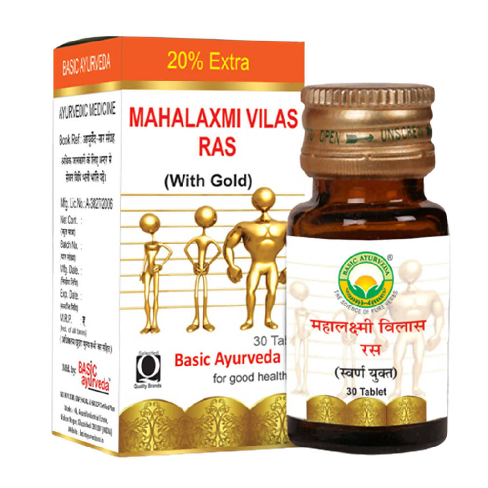 Buy Basic Ayurveda Mahalaxmi Vilas Ras (With Gold) Tablets from DrMediCart, Ship from India to USA