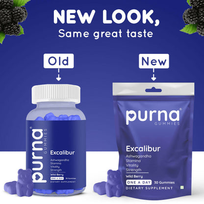 Purna Gummies Ashwagandha Wild Berry Flavour Gummies to Decrease Stress