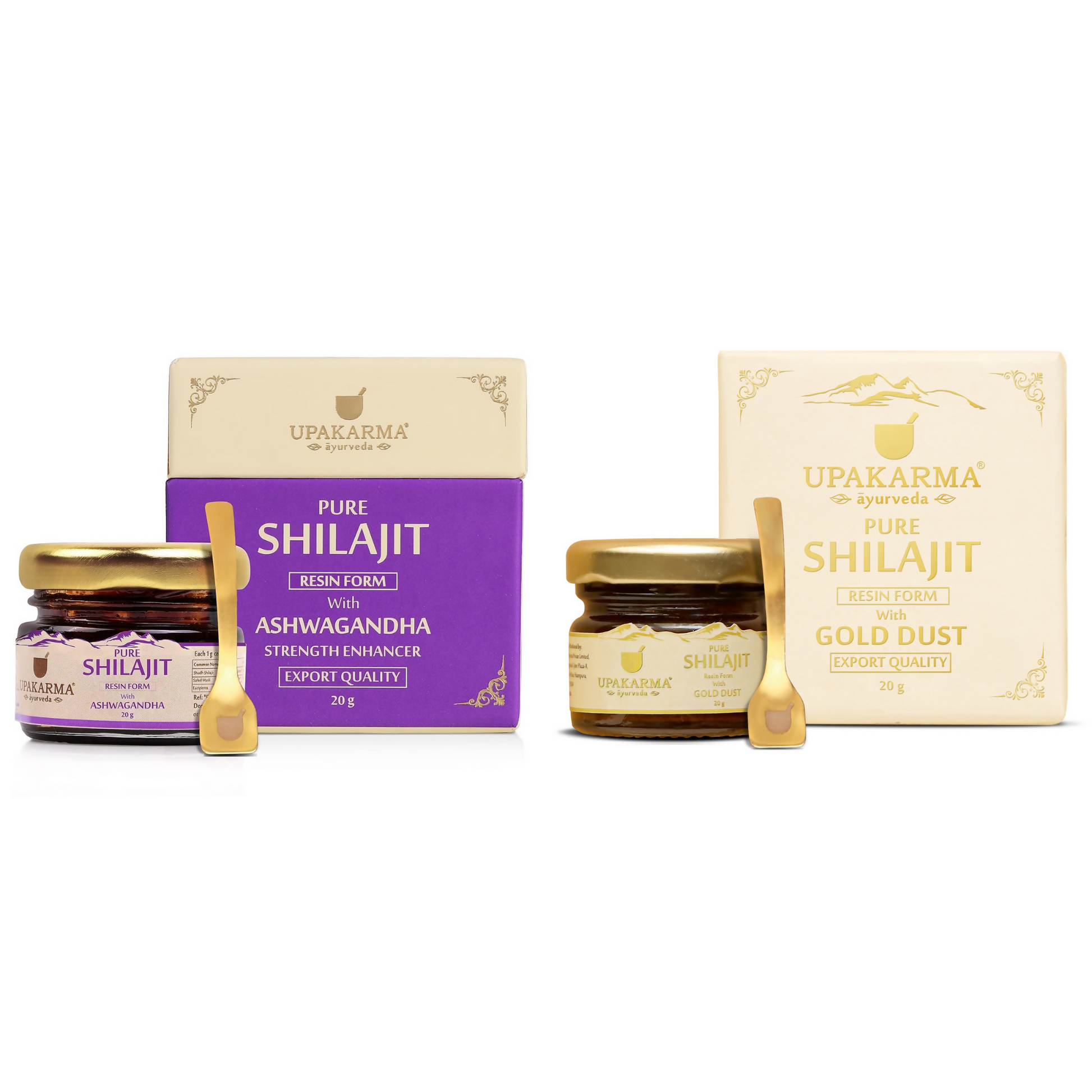 Upakarma Ayurveda Pure SJ Resin with Ashwagandha & Pure SJ Resin with Gold Dust Combo - Drmedicart