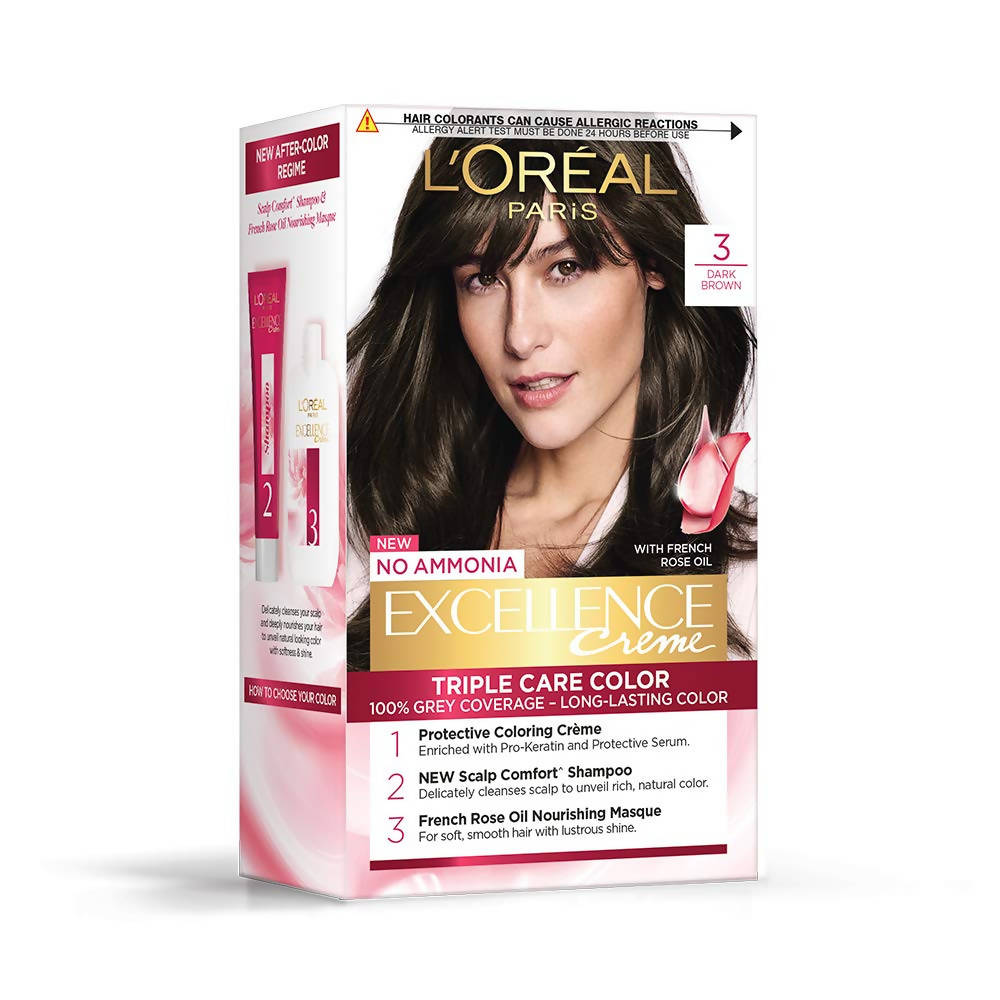 Buy LOreal Paris Excellence Creme Hair Color - 3 Dark Brown from DrMediCart, Ship from India to USA