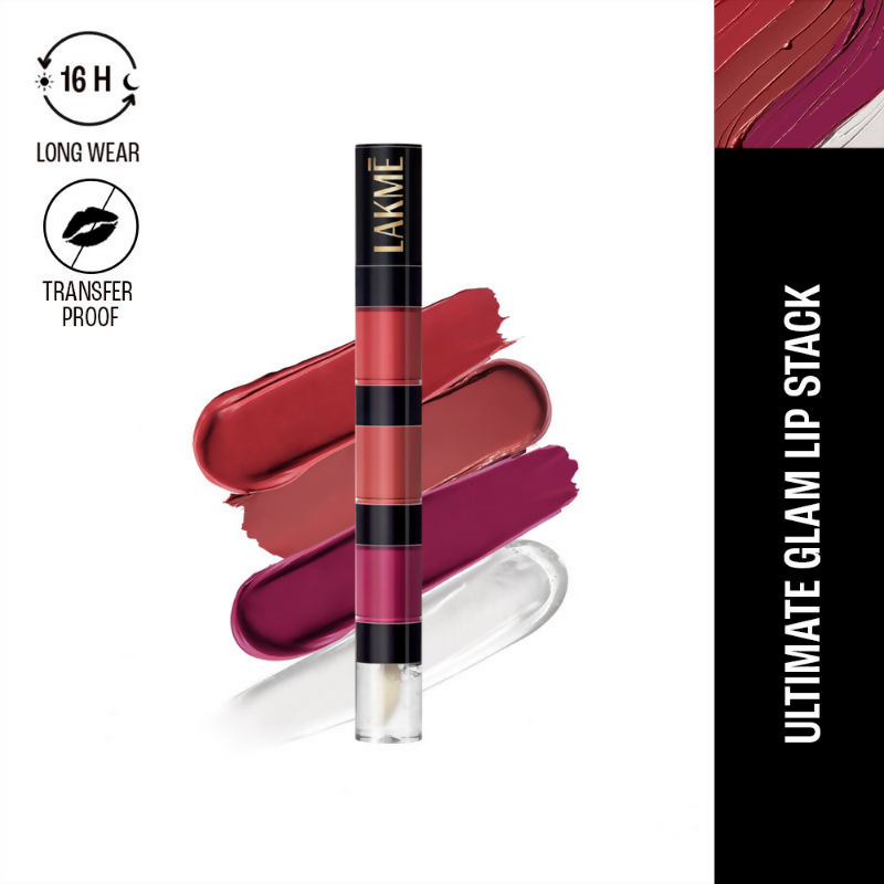 Lakme Ultimate Glam 4 In 1 Lip Stack  - Pink Vibe Only