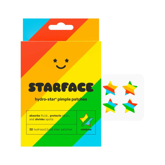 Starface Rainbow Stars, Hydrocolloid Pimple Patches, Absorb Fluid and Reduce Inflammation, Cute Star Shape, Vegan and Cruelty-Free Skincare