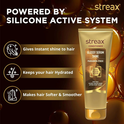 Buy Streax Glossy Serum Shine Hair Conditioner For Dull & Dry Hair, With Silicon Actives for Shiny Hair & Frizz Control from DrMediCart, Ship from India to USA